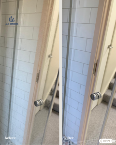 Deep cleaning shower screen which has limescale